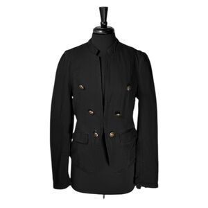 Free People Women's Blazer Black Double Breasted Gold Button Military Jacket M